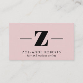 Blush Pink Trendy Letter Z Monogram Haar Makeup Visitenkarte