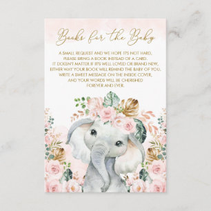 Blush Pink Tropical Floral Elefant Buch Begleitkarte