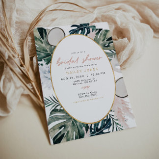 Blush Pink Tropical Palm Pampas Brautparty Invi Einladung
