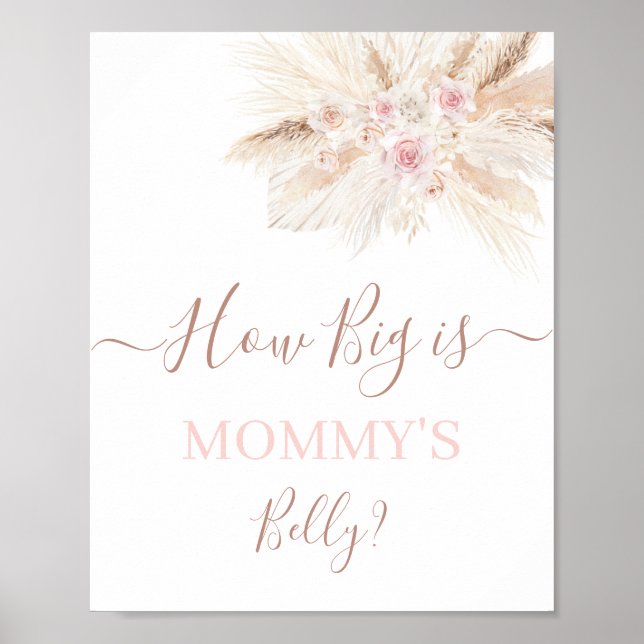 Blush pink Tropical Wie groß ist Mommy's Bauch-Zei Poster (Vorne)