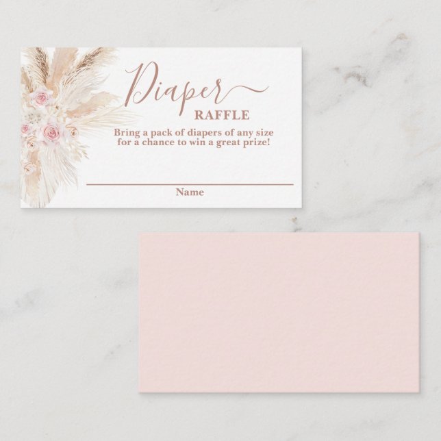 Blush Pink Tropische Babydusche Windelwaschkarte Begleitkarte (Vorne/Hinten)