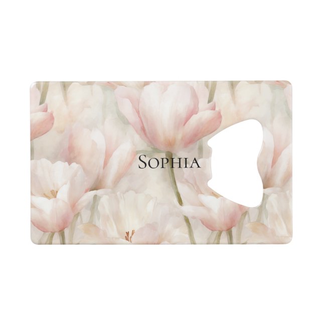 Blush Pink Tulips Brautparty Geldbeutel Flaschenöffner (Vorderseite (Horizontal))