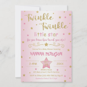 Blush Pink Twinkle Twinkle Little Star Baby Dusche Einladung
