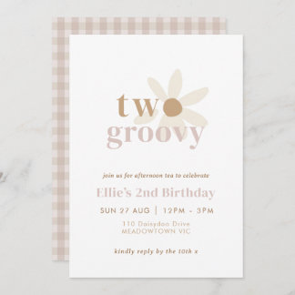 Blush Pink "Two Groovy" Boho Daisy 2. Geburtstag Einladung