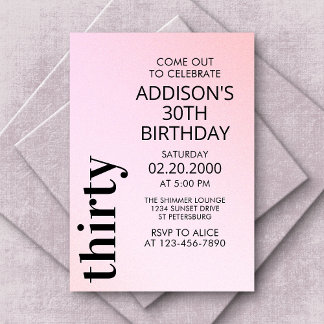 Blush Pink Typografie Geburtstag Einladung