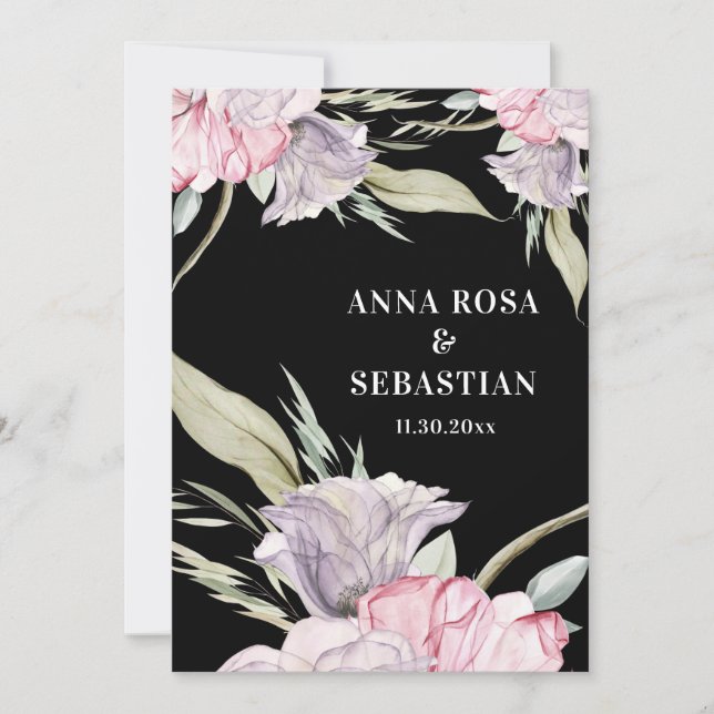 *~* Blush Pink UAWG Floral Rose AR15 Hochzeit Einladung (Vorderseite)