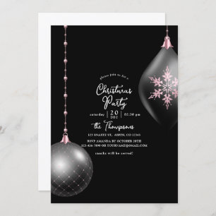 Blush Pink und Black Christmas Party Einladung