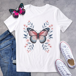 Blush Pink und Blue Butterfly Shirt