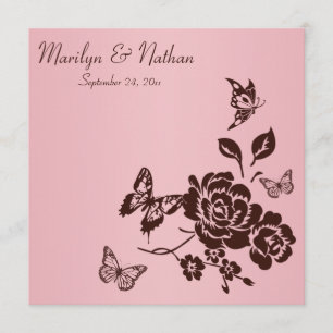 Blush Pink und Brown Butterfly Einladung zur Blume