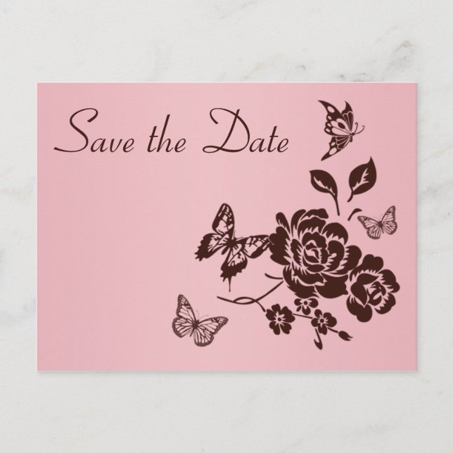 Blush Pink und Brown Floral Save the Date Card Ankündigungspostkarte (Vorderseite)