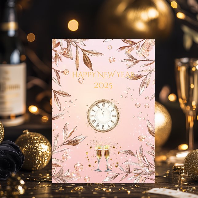 Blush Pink und Champagner Gold Silvester Einladung (Von Creator hochgeladen)