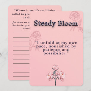 Blush Pink und Dusty Rose Peony Bloom Affirmation Mitteilungskarte