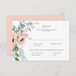 Blush Pink und Elfenbein, Eukalyptus, Grüne RSVP Karte