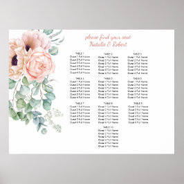 Blush Pink und Elfenbeinpolster-Peonies-Sitzplan Poster