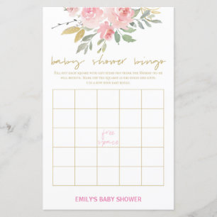 Blush Pink und Gold Baby Duschgame DRUCKT