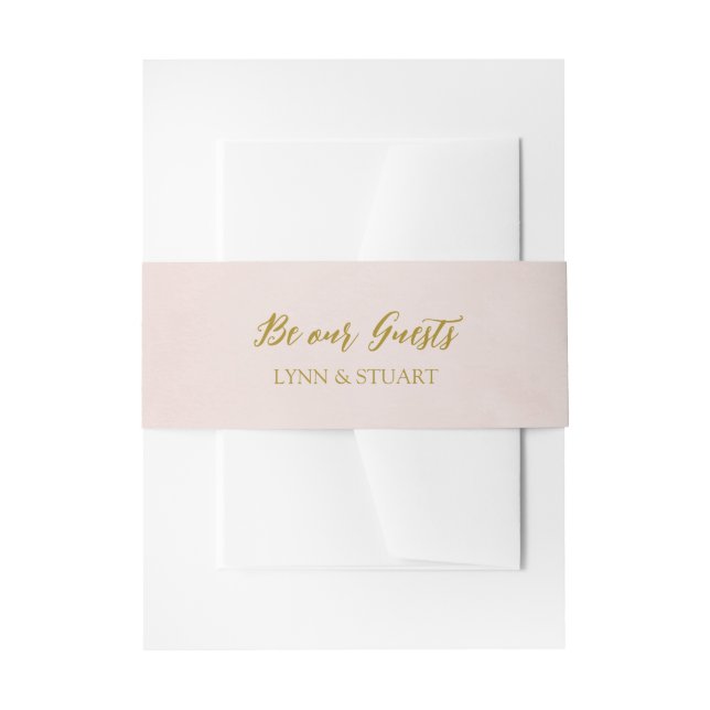 Blush Pink und Gold "Be Our Guests" Hochzeit Einladungsbanderole (Vorderseite Beispiel)