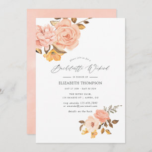 Blush Pink und Gold Floral Bachelorette Wochenende Einladung