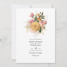 Blush Pink und Gold Floral Wedding Einladung