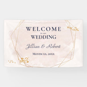 Blush Pink und Gold Hochzeitsbanner Banner