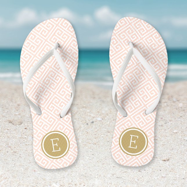 Blush Pink und Gold Monogram Flip Flops (Von Creator hochgeladen)