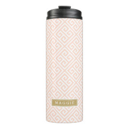 Blush Pink und Gold Monogram Thermosbecher