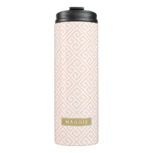 Blush Pink und Gold Monogram Thermosbecher