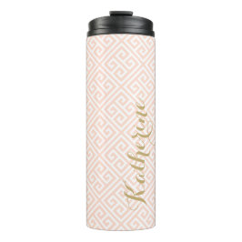 Blush Pink und Gold Monogram Thermosbecher