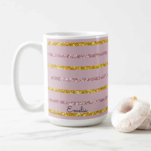 Blush Pink und Gold - personalisierte Umarmung Kaffeetasse (Mit Donut)