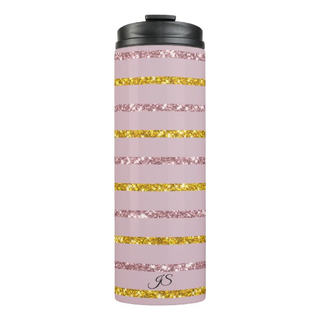 Blush Pink und Gold Personalisierter Thermaltumble Thermosbecher (Vorderseite)