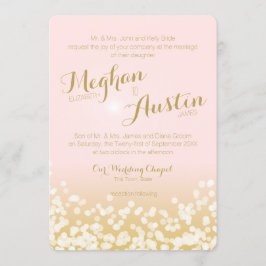 Blush Pink und Gold Sparkle Lights Hochzeit Einladung