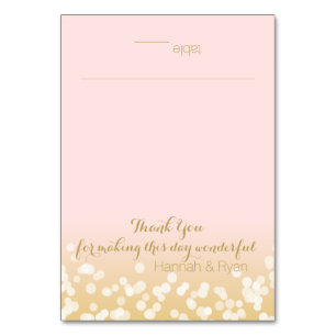 Blush Pink und Gold Twinkle Lights Design Tischnummer