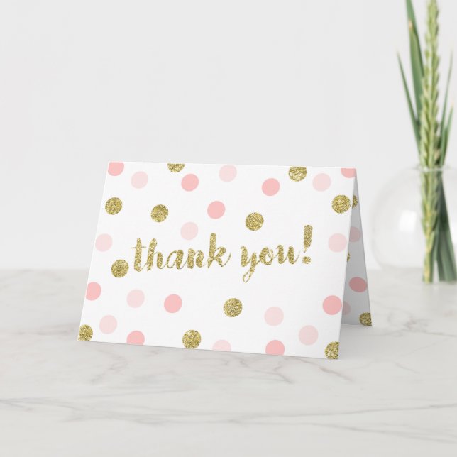 Blush Pink und Gold Vielen Dank Karten (Vorderseite)