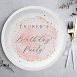 Blush Pink und Gold Watercolor Geburtstagsparty Pappteller<br><div class="desc">Diese Geburtstagsfeier mit einem bemalten Aquarellkreis in Rosa mit goldenen Punktakzenten aus Imitat. Für eine erweiterte Anpassung dieses Designs klicken Sie bitte auf den Button "Anpassen". Matching-Elemente sind ebenfalls verfügbar.</div>