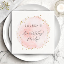 Blush Pink und Gold Watercolor Geburtstagsparty