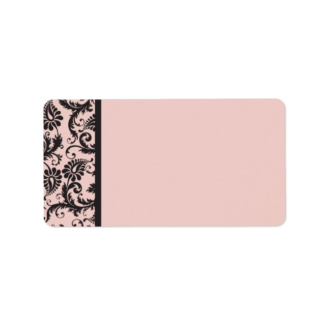 Blush Pink und Grau Damask Adressenblank Adressaufkleber (Vorne)
