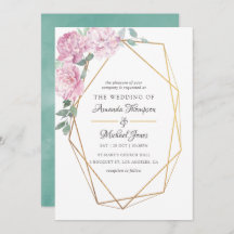 Blush Pink und Mint Geometric Floral Wedding