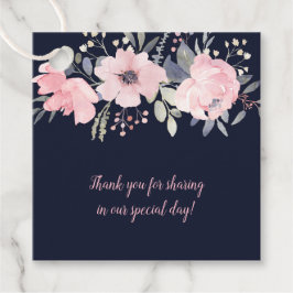 Blush Pink und Navy Floral Square Hochzeit | Geschenkanhänger