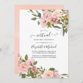 Blush Pink und Rose Gold Bloral Virtual Wedding Einladung