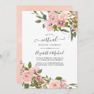 Blush Pink und Rose Gold Bloral Virtual Wedding Einladung