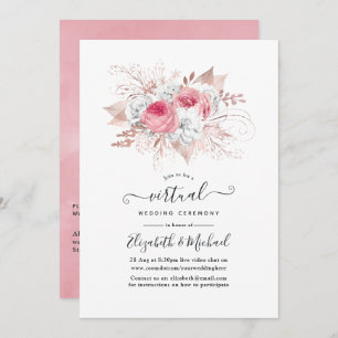 Blush Pink und Rose Gold Bloral Virtual Wedding Einladung