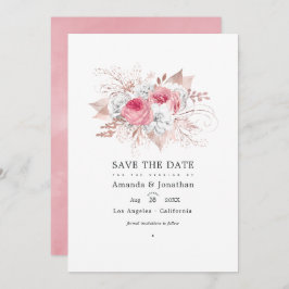 Blush Pink und Rose Gold Blumenzehen Save The Date