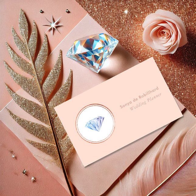 Blush Pink und Rose Gold Diamond Wedding Planner Visitenkarte (Von Creator hochgeladen)