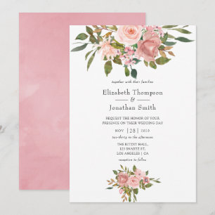 Blush Pink und Rose Gold Hochzeit Einladung