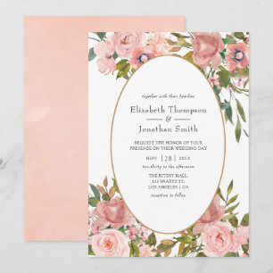 Blush Pink und Rose Gold Hochzeit Einladung