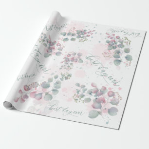Blush Pink und Sage Green Eukalyptus Geschenkpapier