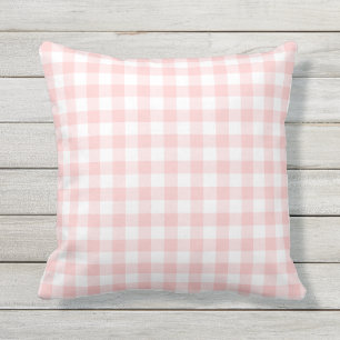 Blush Pink und White Gingham Muster geprüft Kissen