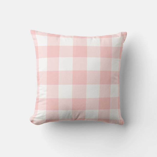 Blush Pink und White Gingham Pattern Kissen (Vorderseite)