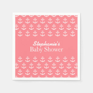 Blush Pink und White Nautical Anchor Kinderdusche Serviette