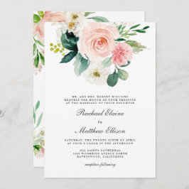 Blush Pink und White Watercolor Blumenzehen Einladung