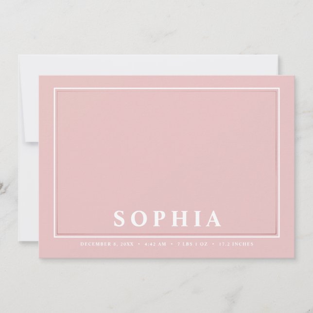 Blush Pink Vielen Dank Foto Baby Girl Birth Ankündigung (Vorderseite)